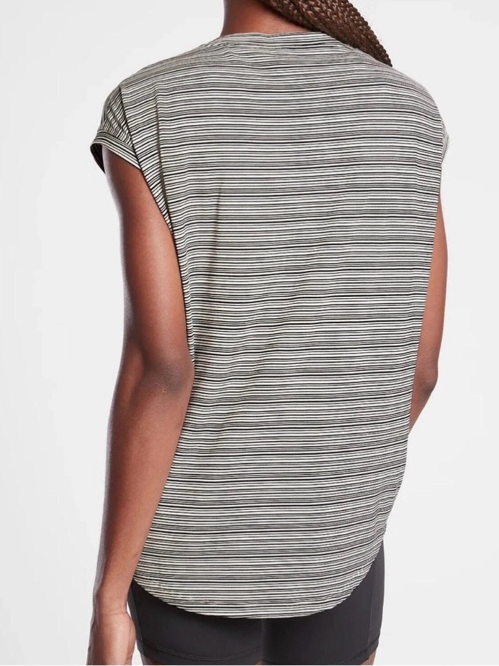 Athleta Cloudlight Stratus Tee Sleeveless Gray Striped Top Size XL - Picture 2 of 6